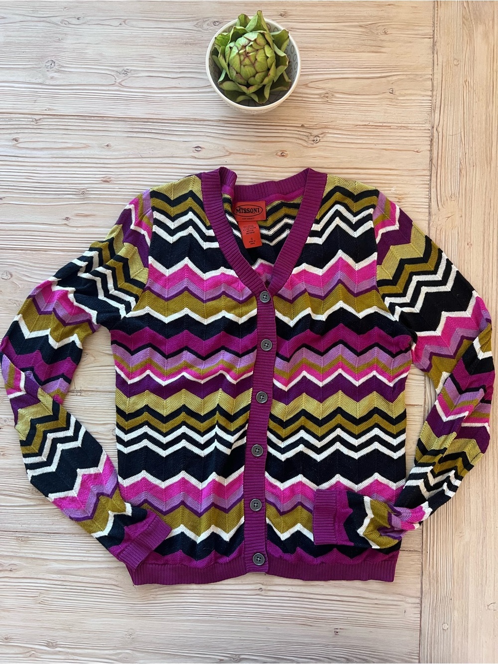 Missoni for Target Chevron Cardigan Sweater Size Small Zig Zag Pink Purple